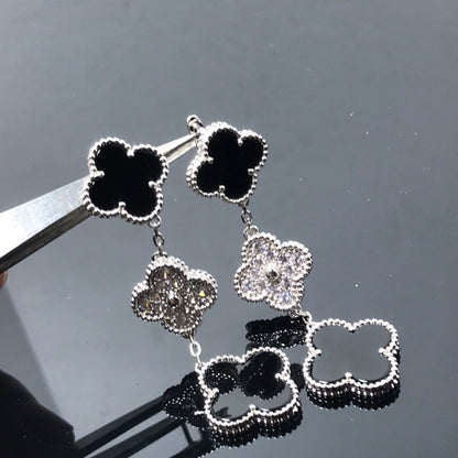 ¡®Sprite Jewelry¡¯CLOVER 3 MOTIF DIAMOND ONYX SILVER EARRINGS
