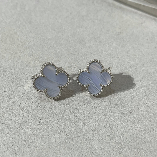 ¡®Sprite Jewelry¡¯CLOVER CHALCEDONY SILVER STUD EARRINGS