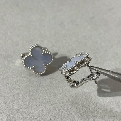 ¡®Sprite Jewelry¡¯CLOVER CHALCEDONY SILVER STUD EARRINGS