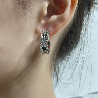¡®Sprite Jewelry¡¯LOVE CERAMIC DIAMOND PAVED SILVER EARRINGS
