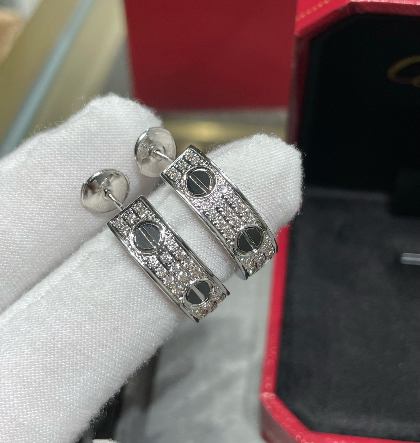 ¡®Sprite Jewelry¡¯LOVE CERAMIC DIAMOND PAVED SILVER EARRINGS