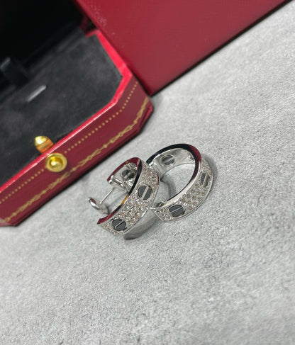 ¡®Sprite Jewelry¡¯LOVE CERAMIC DIAMOND PAVED SILVER EARRINGS