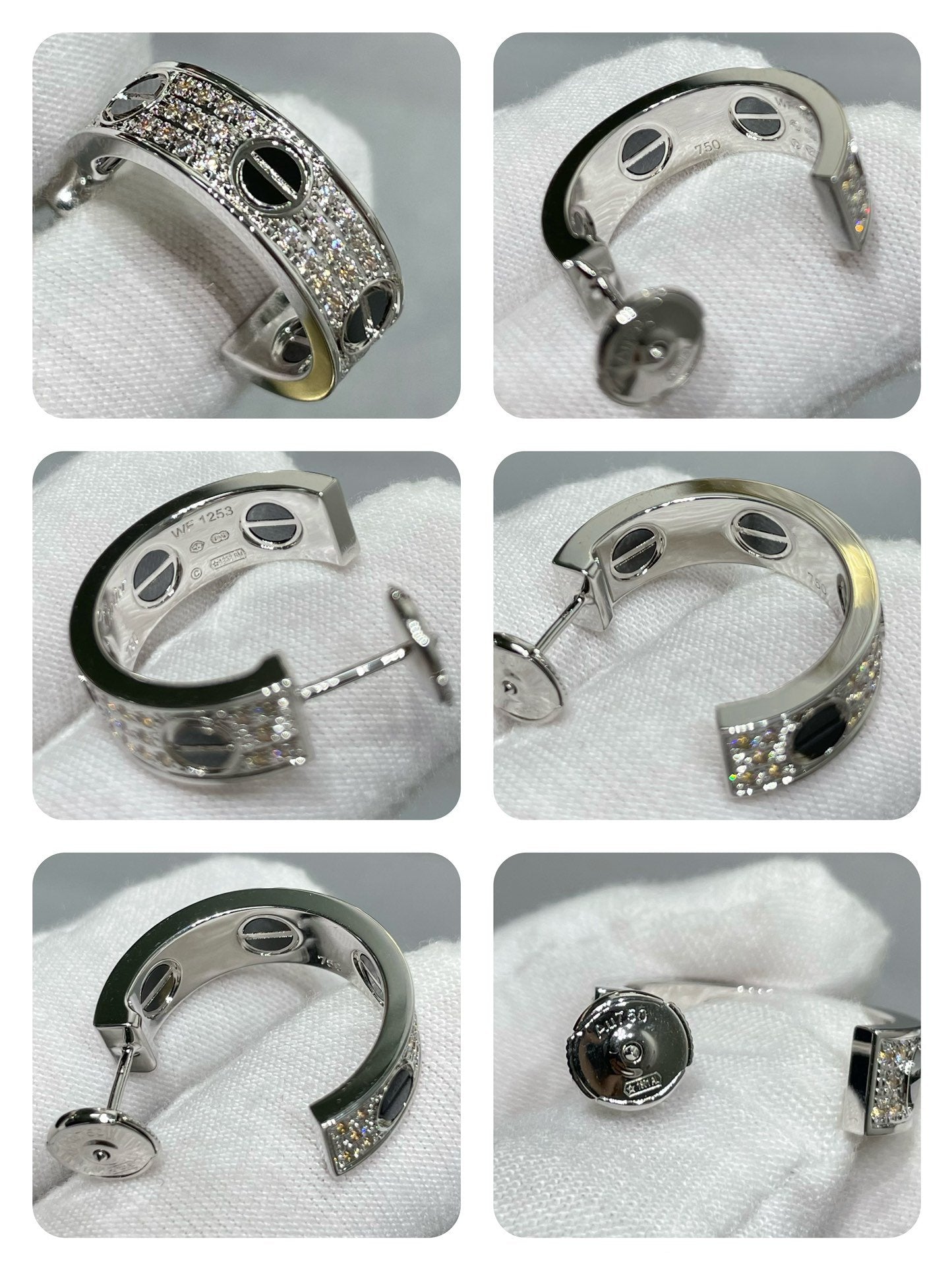 ¡®Sprite Jewelry¡¯LOVE CERAMIC DIAMOND PAVED SILVER EARRINGS