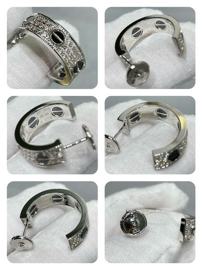 ¡®Sprite Jewelry¡¯LOVE CERAMIC DIAMOND PAVED SILVER EARRINGS