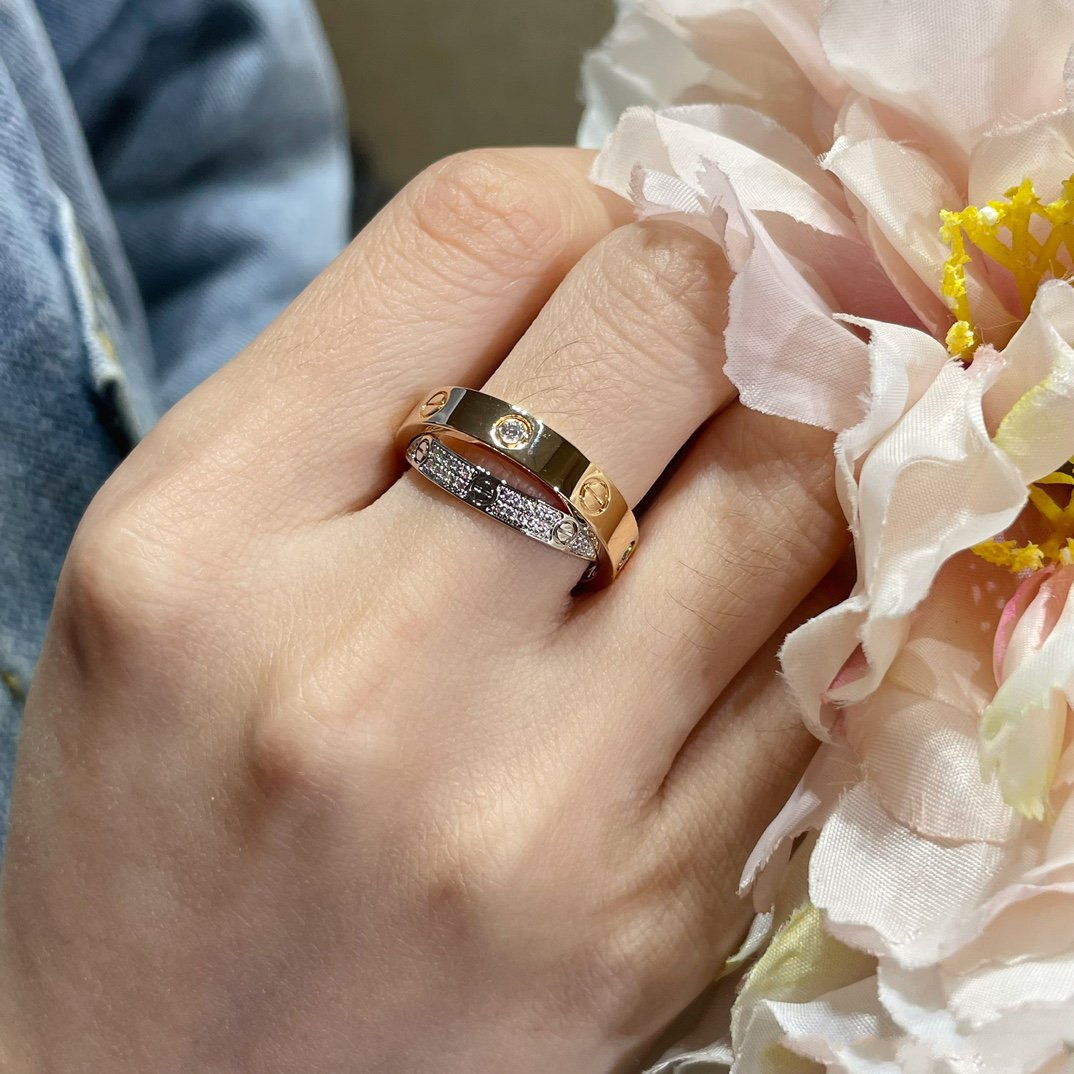 ¡®Sprite Jewelry¡¯LOVE PINK GOLD SILVER DIAMOND DOUBLE RING