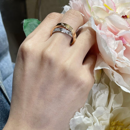 ¡®Sprite Jewelry¡¯LOVE PINK GOLD SILVER DIAMOND DOUBLE RING