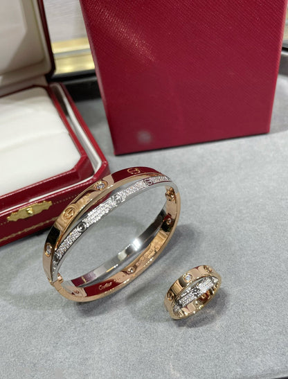 ¡®Sprite Jewelry¡¯LOVE PINK GOLD SILVER DIAMOND DOUBLE RING