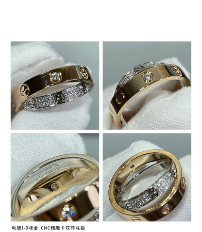 ¡®Sprite Jewelry¡¯LOVE PINK GOLD SILVER DIAMOND DOUBLE RING