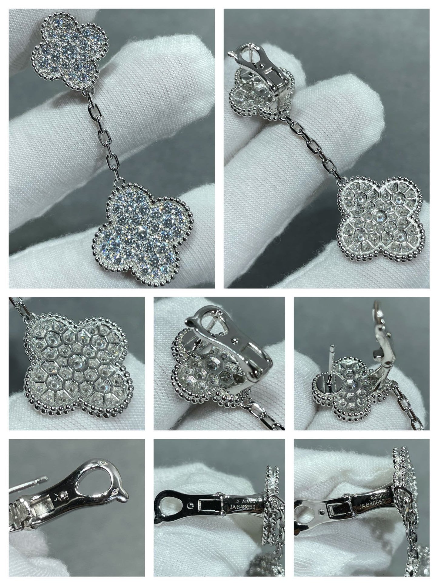 ¡®Sprite Jewelry¡¯CLOVER 2 MOTIFS DIAMOND PAVED SILVER EARRINGS