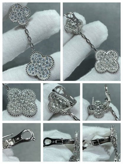 ¡®Sprite Jewelry¡¯CLOVER 2 MOTIFS DIAMOND PAVED SILVER EARRINGS