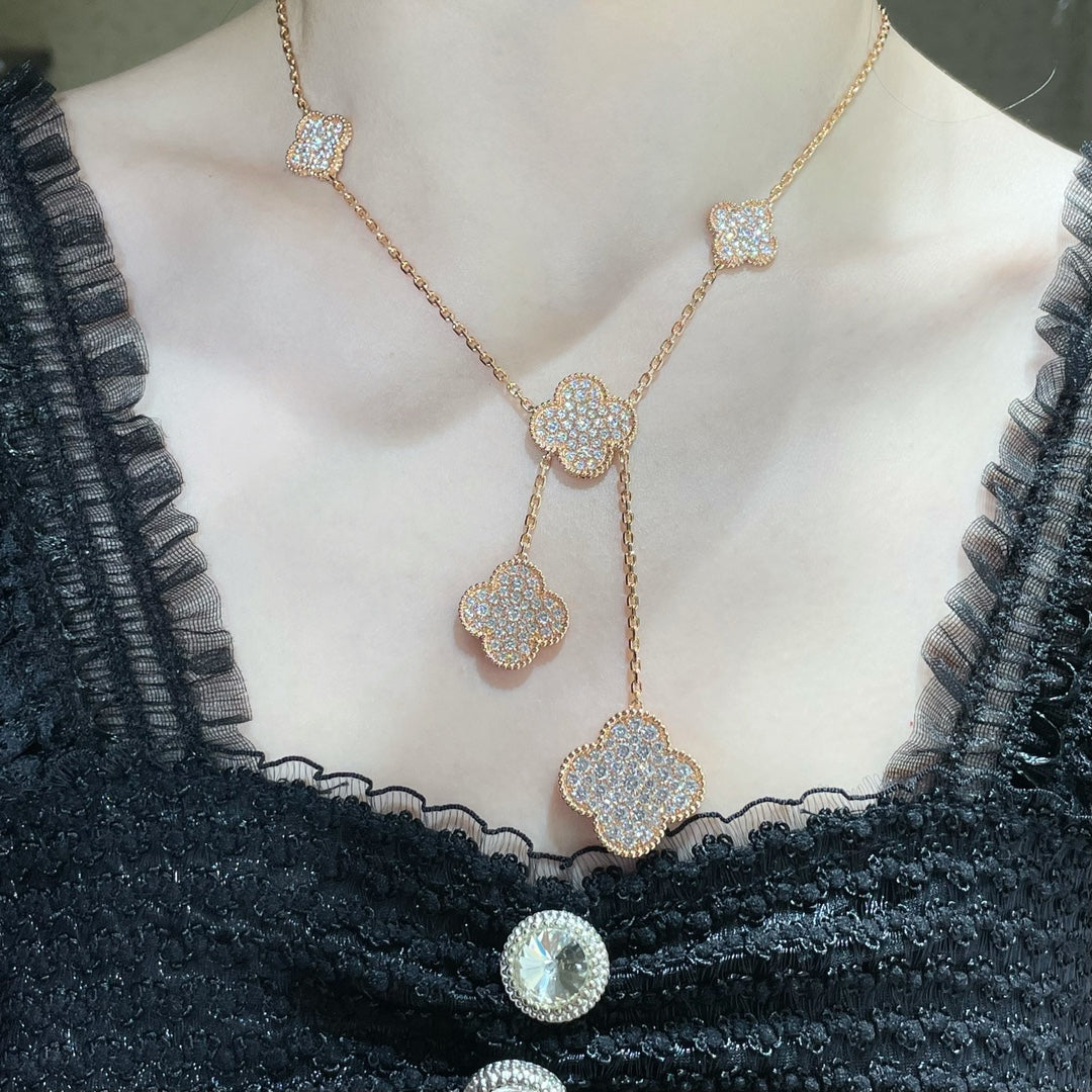 ¡®Sprite Jewelry¡¯CLOVER 6 MOTIF DIAMOND PAVED NECKLACE