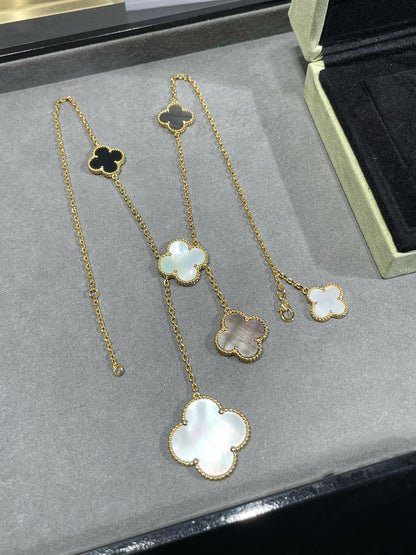¡®Sprite Jewelry¡¯CLOVER 6 MOTIF MOP ONYX GOLD NECKLACE