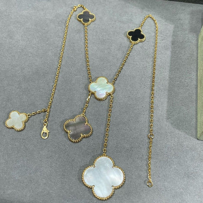 ¡®Sprite Jewelry¡¯CLOVER 6 MOTIF MOP ONYX GOLD NECKLACE