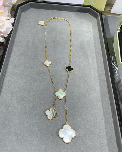 ¡®Sprite Jewelry¡¯CLOVER 6 MOTIF MOP ONYX GOLD NECKLACE