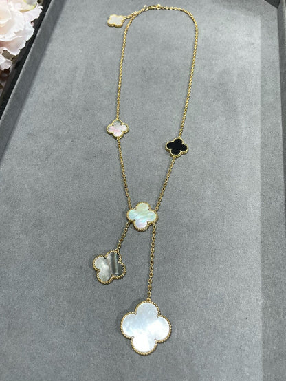 ¡®Sprite Jewelry¡¯CLOVER 6 MOTIF MOP ONYX GOLD NECKLACE