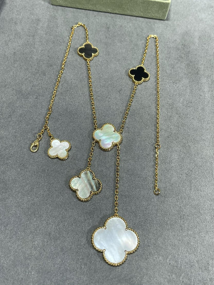 ¡®Sprite Jewelry¡¯CLOVER 6 MOTIF MOP ONYX GOLD NECKLACE