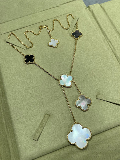¡®Sprite Jewelry¡¯CLOVER 6 MOTIF MOP ONYX GOLD NECKLACE