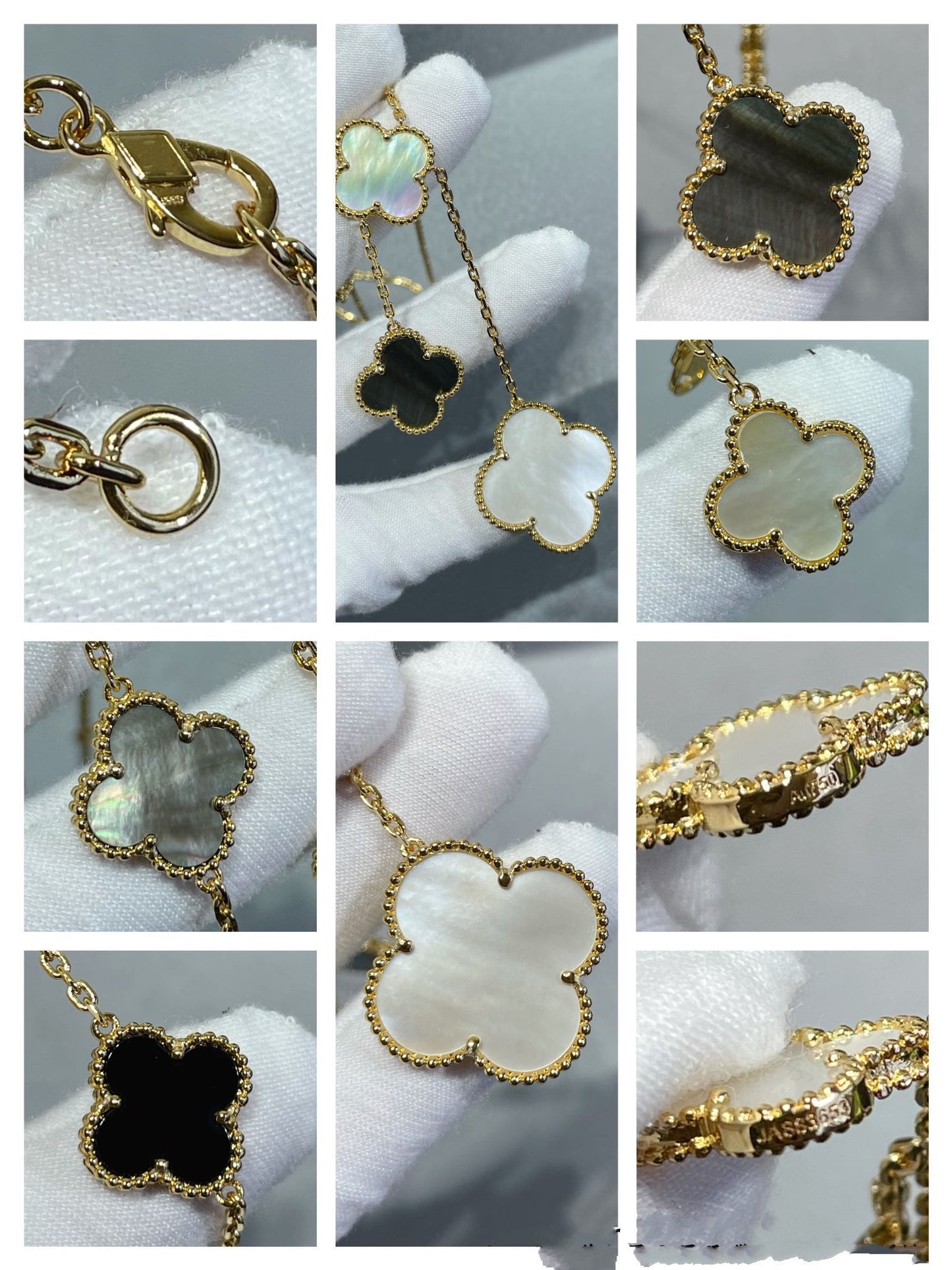¡®Sprite Jewelry¡¯CLOVER 6 MOTIF MOP ONYX GOLD NECKLACE