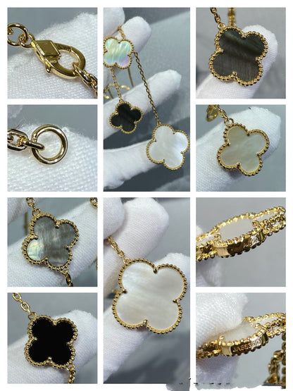 ¡®Sprite Jewelry¡¯CLOVER 6 MOTIF MOP ONYX GOLD NECKLACE