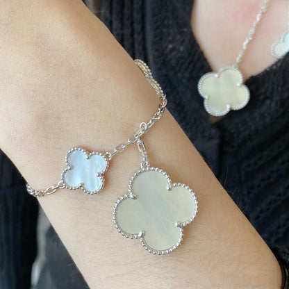 ¡®Sprite Jewelry¡¯CLOVER 5 MOTIF WHITE MOP SILVER BRACELET