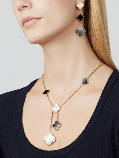¡®Sprite Jewelry¡¯CLOVER 3 MOTIF MOP ONYX DARK MOP PINK GOLD EARRINGS
