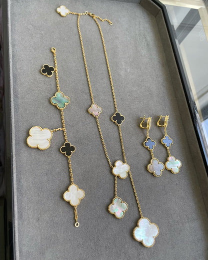 ¡®Sprite Jewelry¡¯CLOVER 3 MOTIF MOP ONYX DARK MOP PINK GOLD EARRINGS