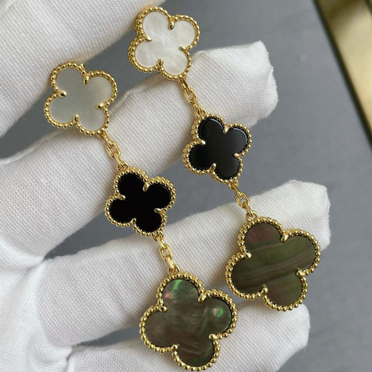 ¡®Sprite Jewelry¡¯CLOVER 3 MOTIF MOP ONYX DARK MOP PINK GOLD EARRINGS