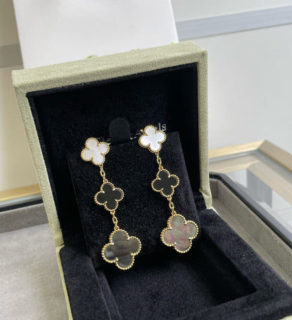¡®Sprite Jewelry¡¯CLOVER 3 MOTIF MOP ONYX DARK MOP PINK GOLD EARRINGS