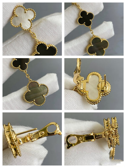 ¡®Sprite Jewelry¡¯CLOVER 3 MOTIF MOP ONYX DARK MOP PINK GOLD EARRINGS