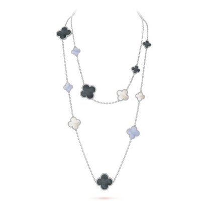 ¡®Sprite Jewelry¡¯CLOVER 16 MOTIF CHALCEDONY MOP SILVER NECKLACE