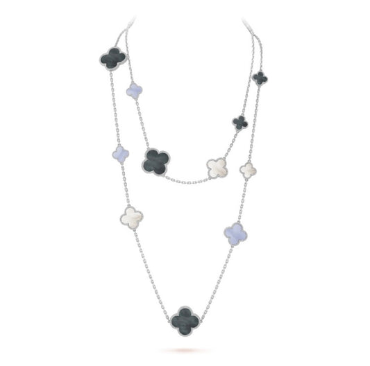 ¡®Sprite Jewelry¡¯CLOVER 16 MOTIF CHALCEDONY MOP SILVER NECKLACE