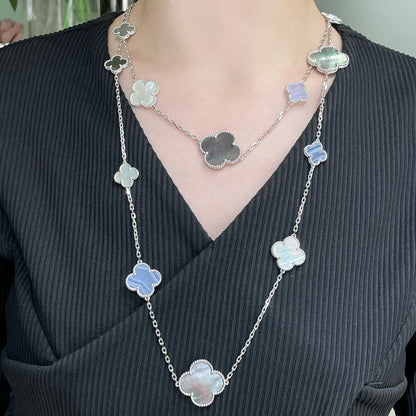 ¡®Sprite Jewelry¡¯CLOVER 16 MOTIF CHALCEDONY MOP SILVER NECKLACE