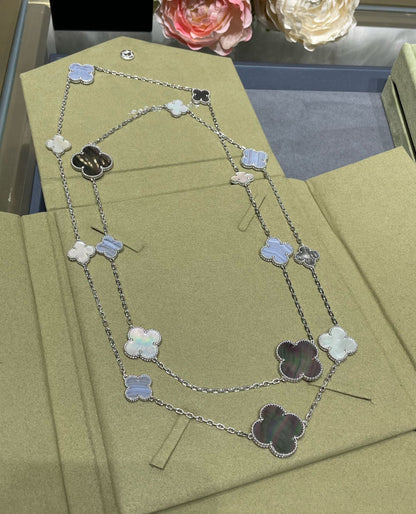 ¡®Sprite Jewelry¡¯CLOVER 16 MOTIF CHALCEDONY MOP SILVER NECKLACE