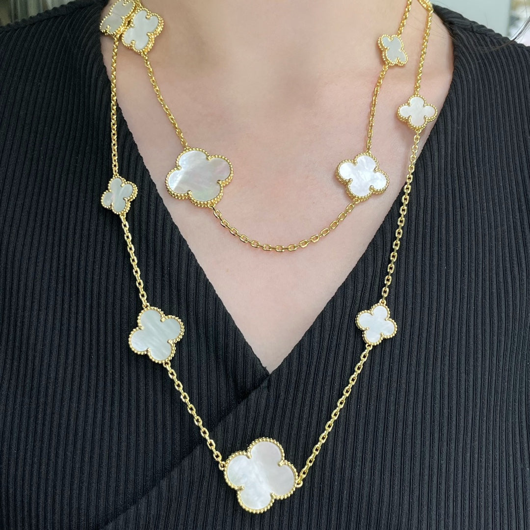 ¡®Sprite Jewelry¡¯CLOVER 16 MOTIF WHITE MOP GOLD NECKLACE