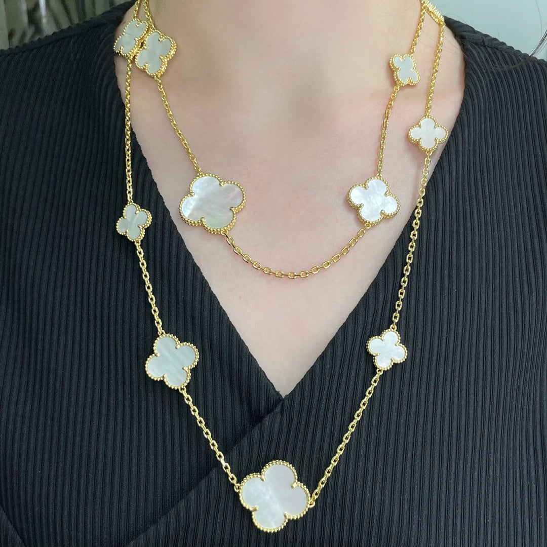 ¡®Sprite Jewelry¡¯CLOVER 16 MOTIF WHITE MOP GOLD NECKLACE