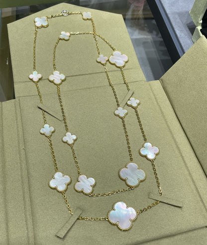 ¡®Sprite Jewelry¡¯CLOVER 16 MOTIF WHITE MOP GOLD NECKLACE