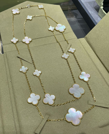 ¡®Sprite Jewelry¡¯CLOVER 16 MOTIF WHITE MOP GOLD NECKLACE