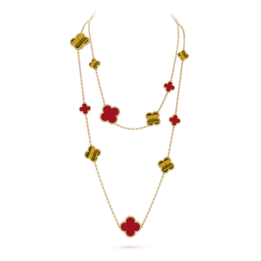 ¡®Sprite Jewelry¡¯CLOVER 16 MOTIF CARNELIAN TIGER EYE ROSE GOLD NECKLACE