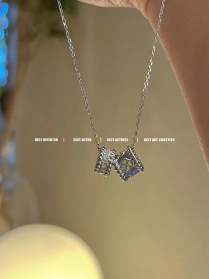 ¡®Sprite Jewelry¡¯PERLEE DOUBLE PENDANT SILVER DIAMOND NECKLACE