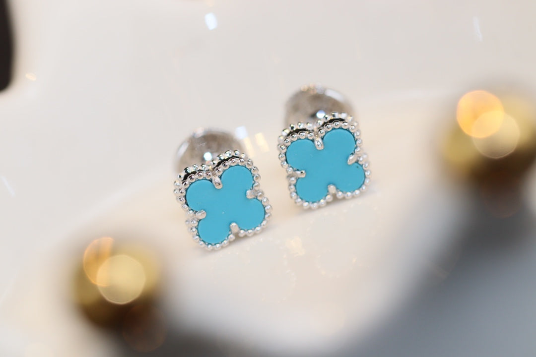 ¡®Sprite Jewelry¡¯CLOVER MINI TURQUOISE SILVER STUD EARRINGS