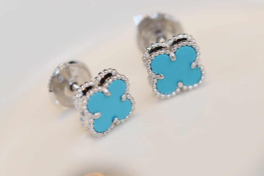 ¡®Sprite Jewelry¡¯CLOVER MINI TURQUOISE SILVER STUD EARRINGS