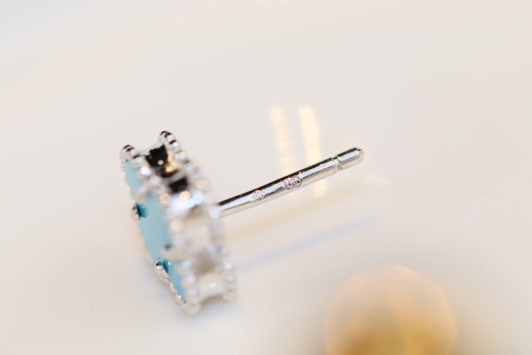 ¡®Sprite Jewelry¡¯CLOVER MINI TURQUOISE SILVER STUD EARRINGS