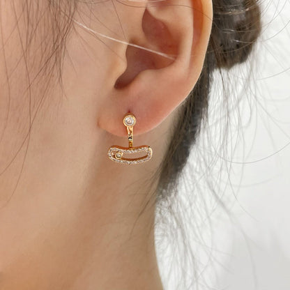 [Sprite Jewelry]MOVE UNO PINK GOLD DIAMOND EARRINGS