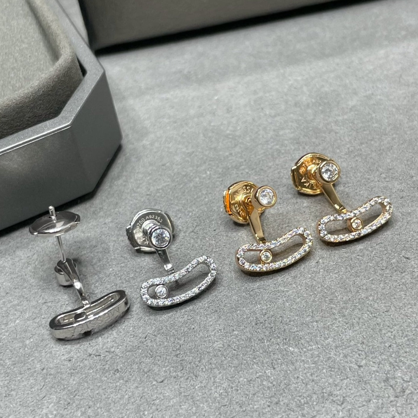 [Sprite Jewelry]MOVE UNO PINK GOLD DIAMOND EARRINGS