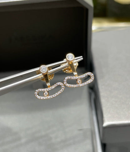[Sprite Jewelry]MOVE UNO PINK GOLD DIAMOND EARRINGS