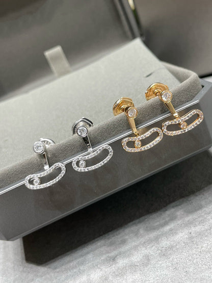 [Sprite Jewelry]MOVE UNO PINK GOLD DIAMOND EARRINGS