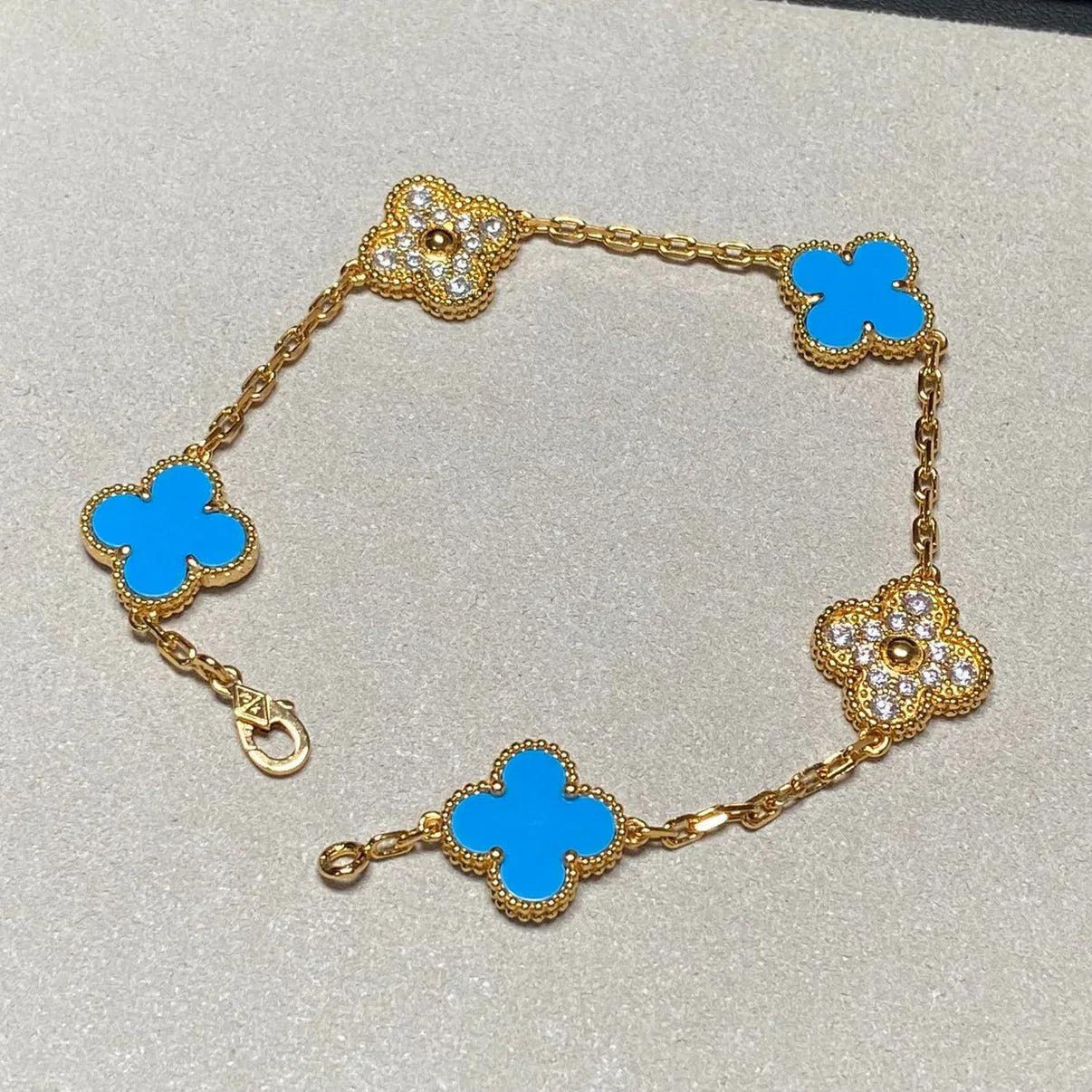 [Sprite Jewelry]New CLOVER 5 MOTIF BLUE AGATE BRACELET COLLECTION