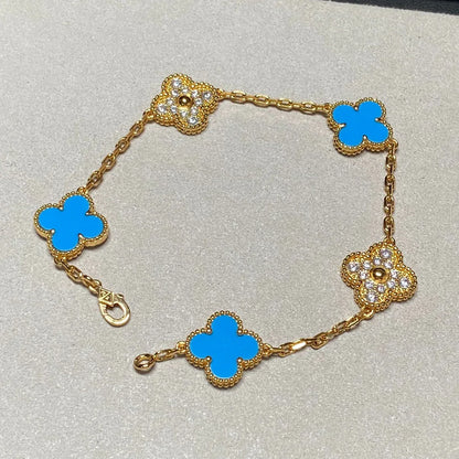 [Sprite Jewelry]New CLOVER 5 MOTIF BLUE AGATE BRACELET COLLECTION