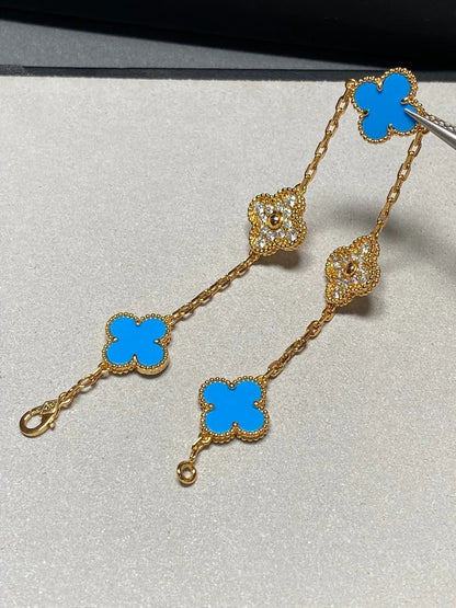 [Sprite Jewelry]New CLOVER 5 MOTIF BLUE AGATE BRACELET COLLECTION