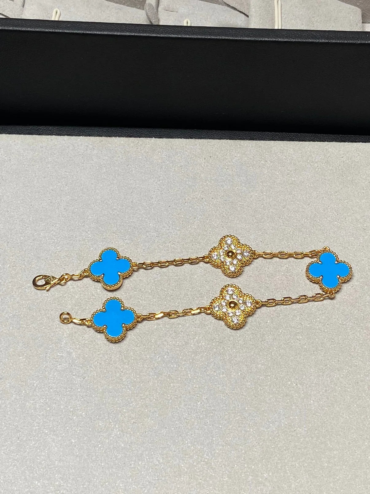 [Sprite Jewelry]New CLOVER 5 MOTIF BLUE AGATE BRACELET COLLECTION